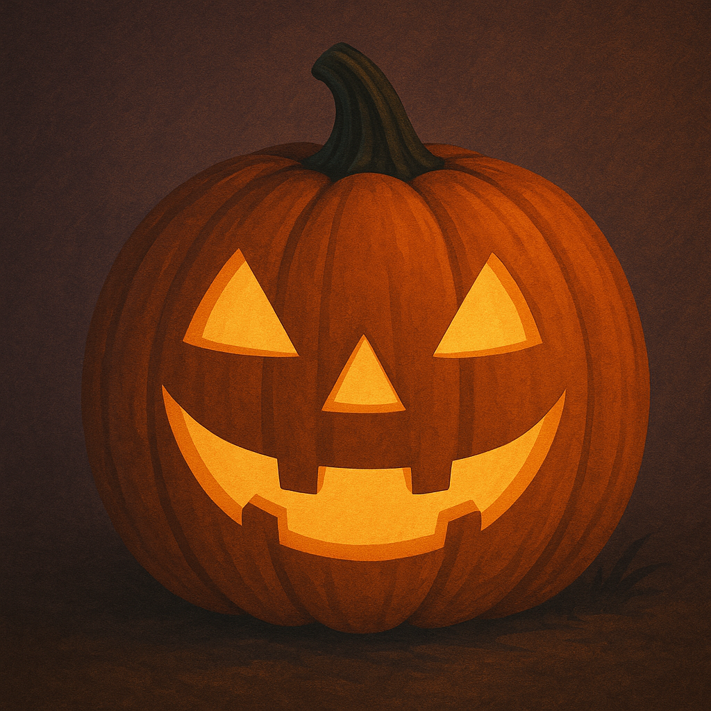 Une citrouille d’Halloween sculptée et éclairée de l’intérieur, posée dans une lumière douce aux tons orangés et bruns. L’ambiance évoque la fête, la chaleur automnale et la vigilance qu’inspire cette soirée dédiée aux enfants.
