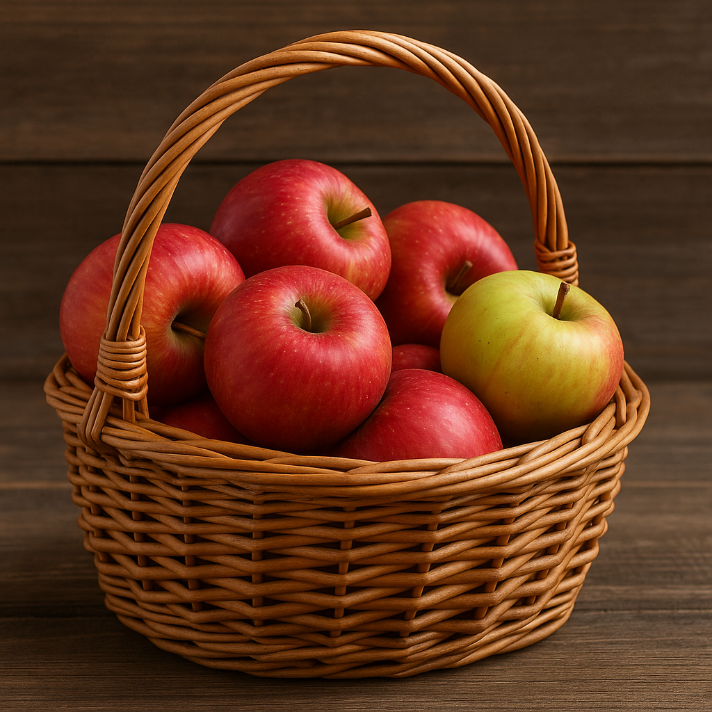 Panier de pommes, mais parmi elles se trouvent une pomme pourrie.